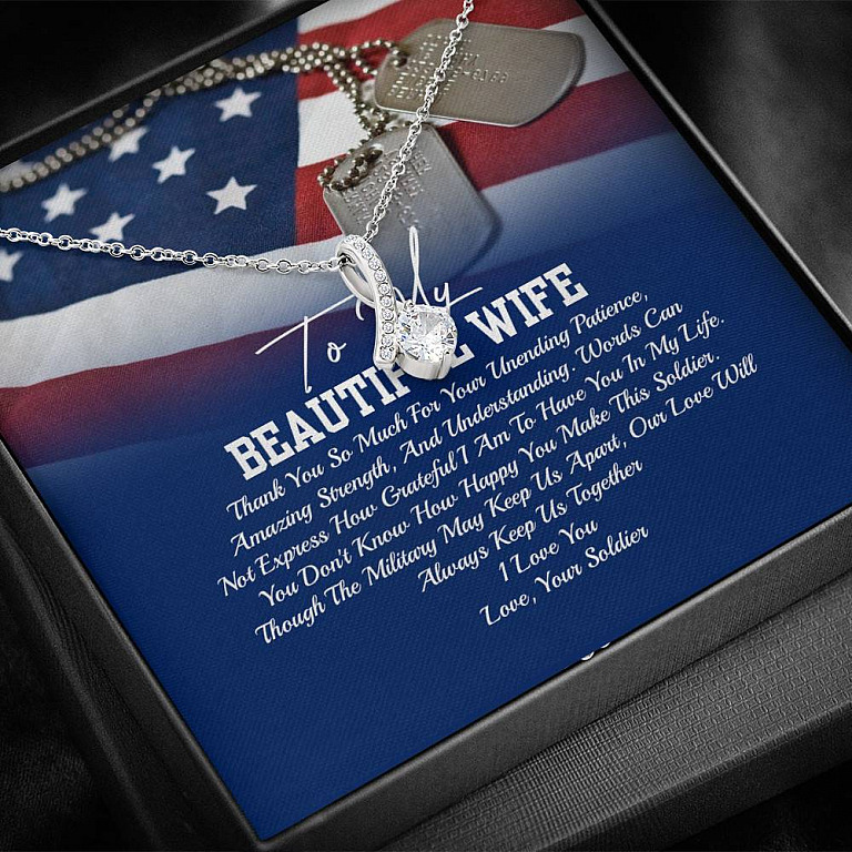 To My Beautiful Army Wife Thank You So Much For Your Unending Patience Alluring Beauty Necklace - Army Wife Gift