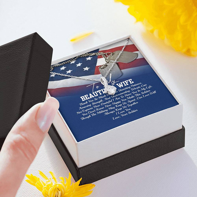 To My Beautiful Army Wife Thank You So Much For Your Unending Patience Alluring Beauty Necklace - Army Wife Gift
