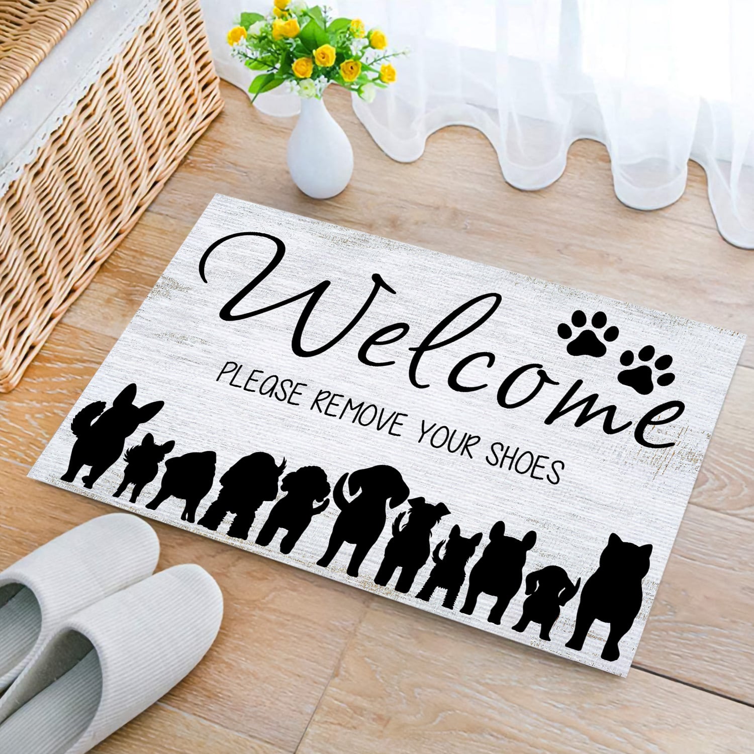 3QT. Remove Your Shoes Doormat mockup 2