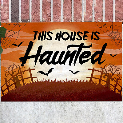 This House Is Haunted Doormat - Outdoor Indoor Doormat - Funny Halloween Doormat Decoration