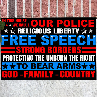 In This House We Value Our Police Religious Liberty Free Speech Conservative Indoor Outdoor Doormat