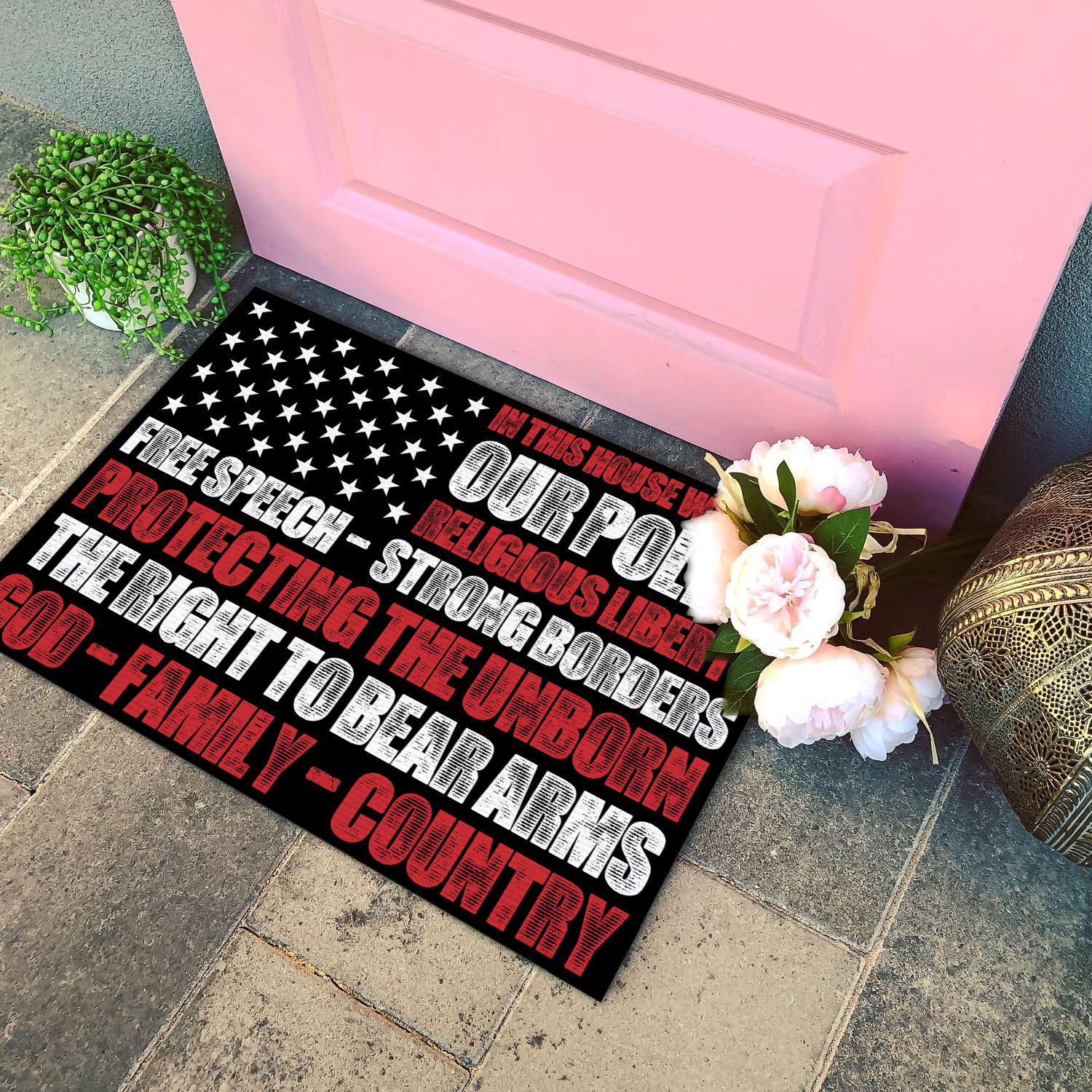 1VT. In This House We Value Doormat mockup 4