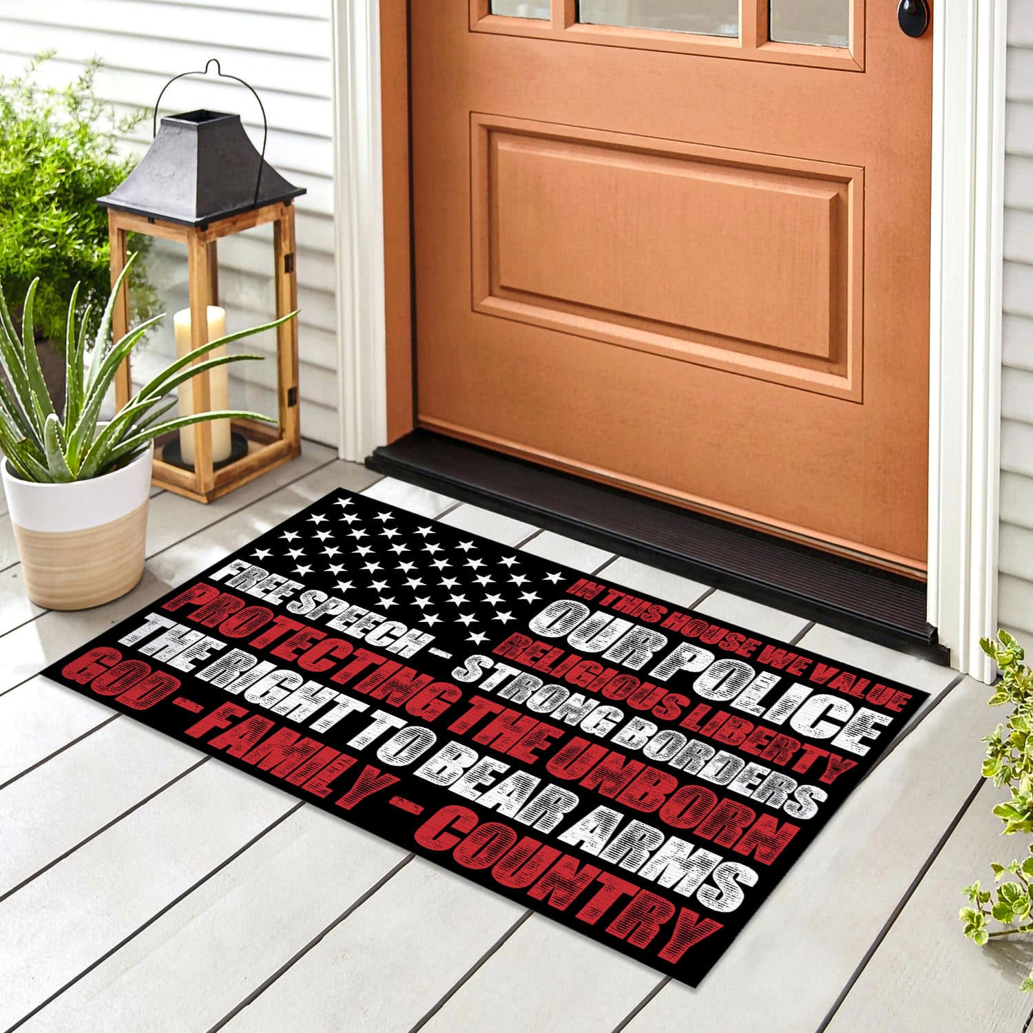 1VT. In This House We Value Doormat mockup 8