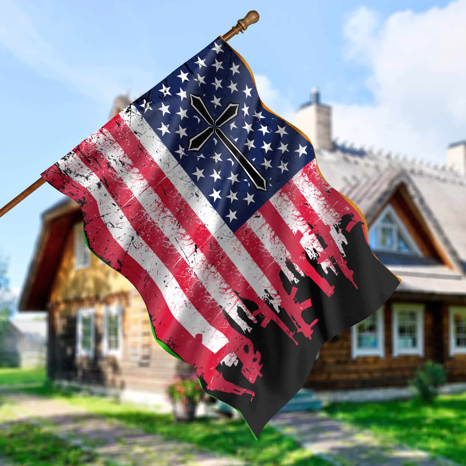 5HV. Army Flag (side 1) House Flag Mockup 5