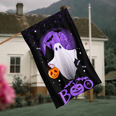 Boo Ghost Halloween Flag Halloween Decorations Outdoor Indoor Decorative Garden Flag - House Flag - Wall Flag