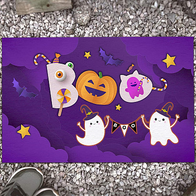 Boo Ghost Halloween Doormat Halloween Decorations Boo Halloween Entrance Indoor Outdoor Decorative Doormat