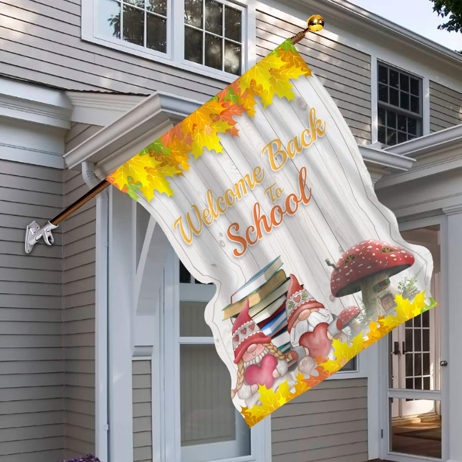 1MH. Gnome School 30x40 House Flag Mockup 6