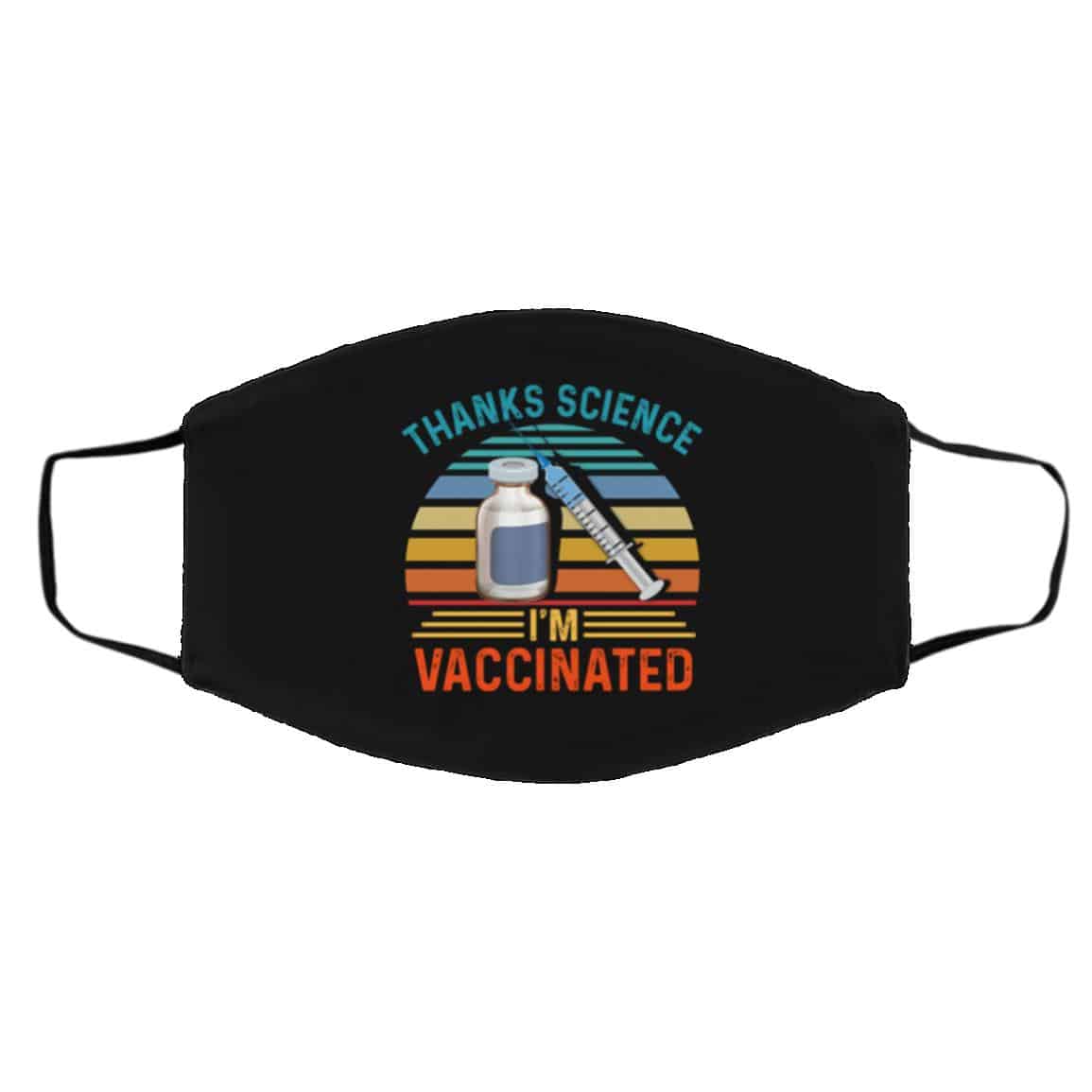 Thanks Science I'm Vaccinated, White, Cloth Face Cover – Medium/Large Thanks Science I'm Vaccinated, White, Cloth Face Cover – Medium/Large