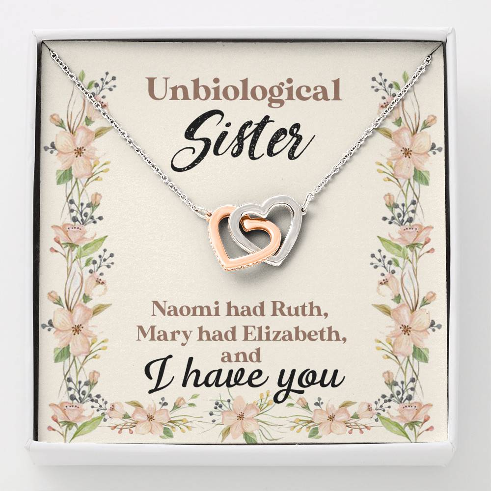 Unbiological Sister Naomi Had Ruth Mary Had Elizabeth And I Have You Bestie BFF Interlocking Hearts Necklace - Interlocking Hearts Necklace Unbiological Sister Naomi Had Ruth Mary Had Elizabeth And I Have You Bestie BFF Interlocking Hearts Necklace - Interlocking Hearts Necklace