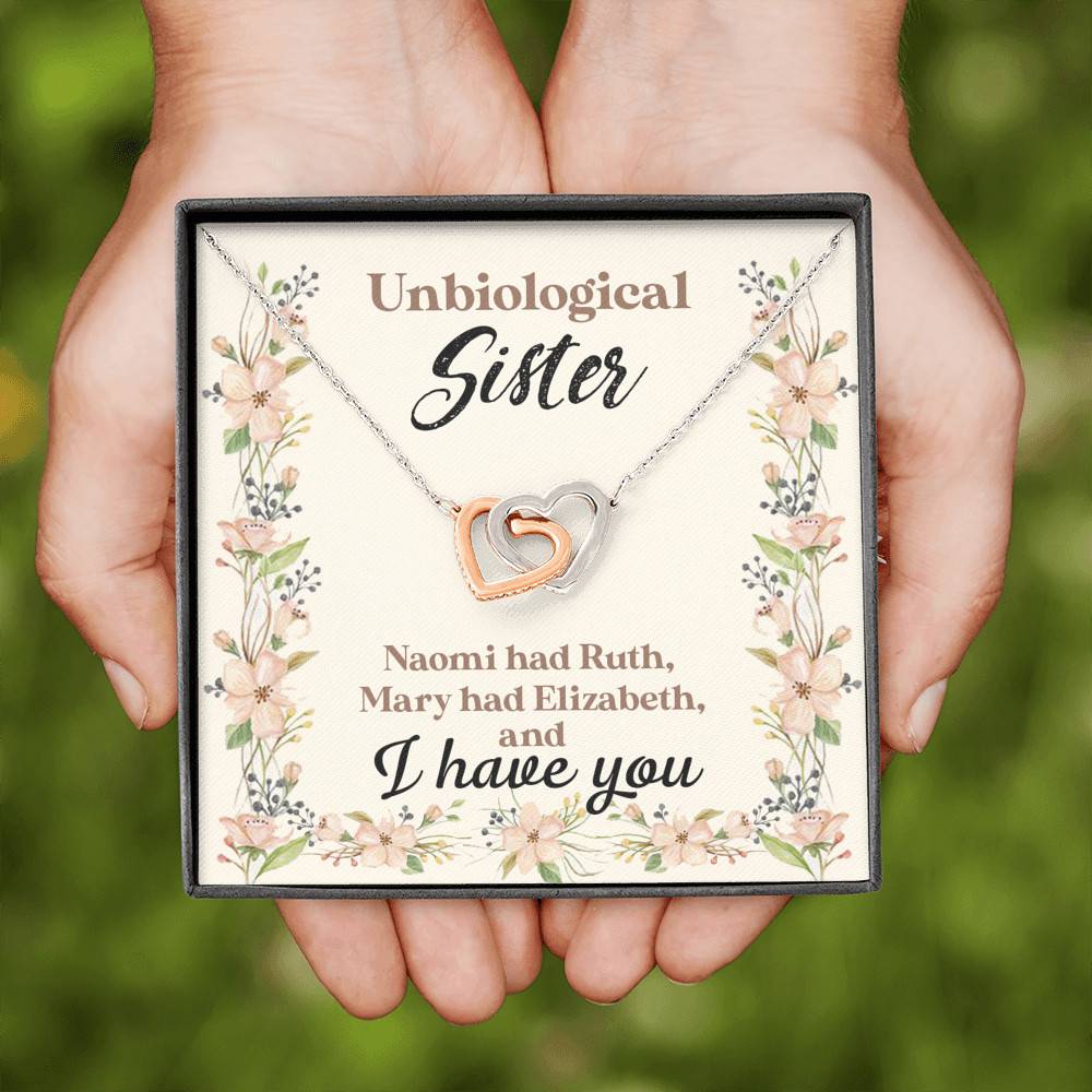 Unbiological Sister Naomi Had Ruth Mary Had Elizabeth And I Have You Bestie BFF Interlocking Hearts Necklace Unbiological Sister Naomi Had Ruth Mary Had Elizabeth And I Have You Bestie BFF Interlocking Hearts Necklace
