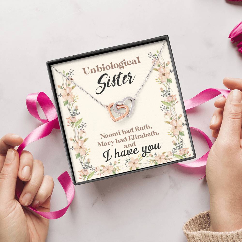 Unbiological Sister Naomi Had Ruth Mary Had Elizabeth And I Have You Bestie BFF Interlocking Hearts Necklace Unbiological Sister Naomi Had Ruth Mary Had Elizabeth And I Have You Bestie BFF Interlocking Hearts Necklace