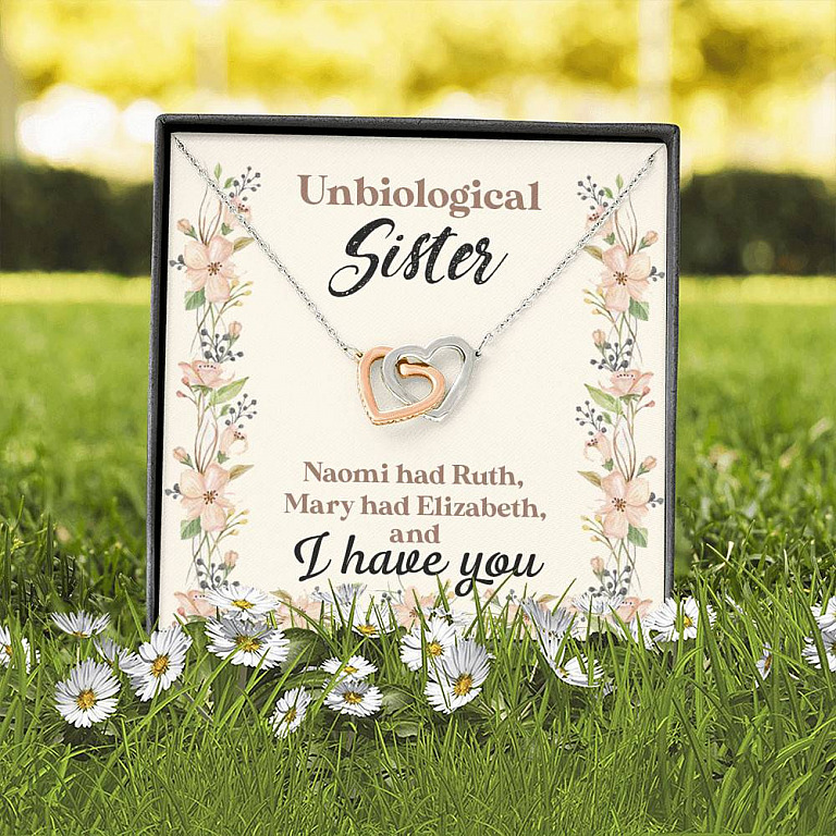 Unbiological Sister Naomi Had Ruth Mary Had Elizabeth And I Have You Bestie BFF Interlocking Hearts Necklace