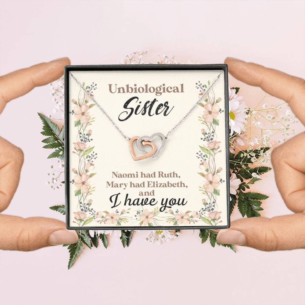 Unbiological Sister Naomi Had Ruth Mary Had Elizabeth And I Have You Bestie BFF Interlocking Hearts Necklace Unbiological Sister Naomi Had Ruth Mary Had Elizabeth And I Have You Bestie BFF Interlocking Hearts Necklace