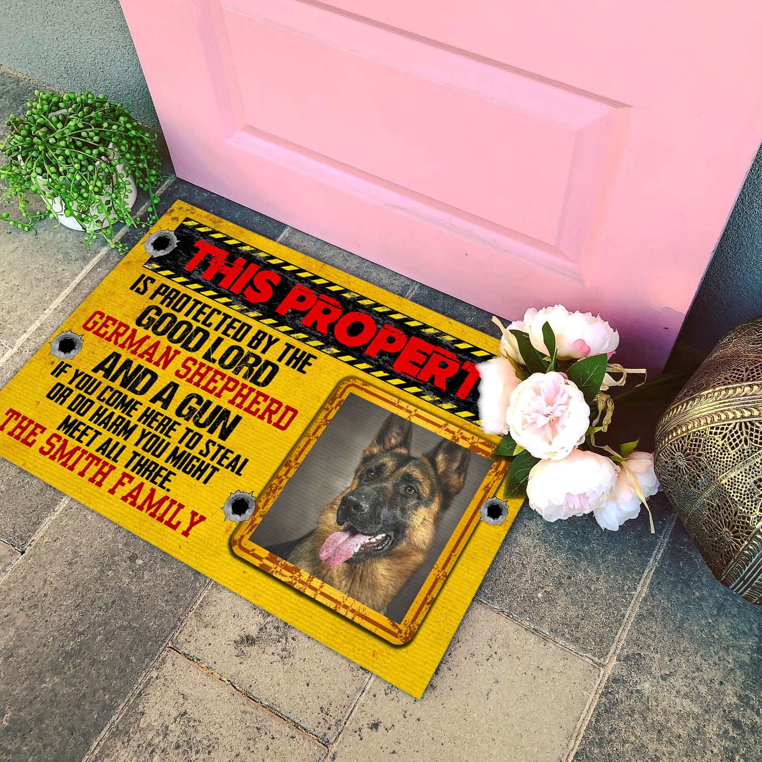 9VT. This Property Is Protected(Sample Design) Doormat mockup 4