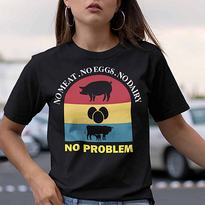 No Meat No Eggs No Dairy No Problem T-Shirt - V-Neck Shirt