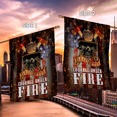 Alternative view of Firefighter 9 11 Courage Under Fire Flag - 9/11 Firefighters Garden Flag - House Flag - Wall Flag