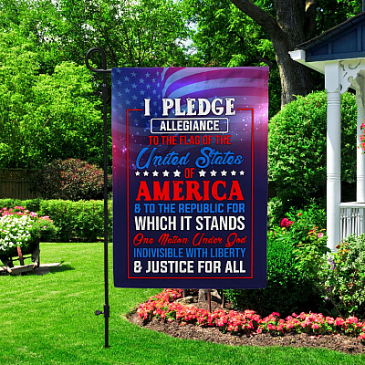 Alternative view of I Pledge Allegiance To The Flag Of The United States Of America Garden Flag - House Flag