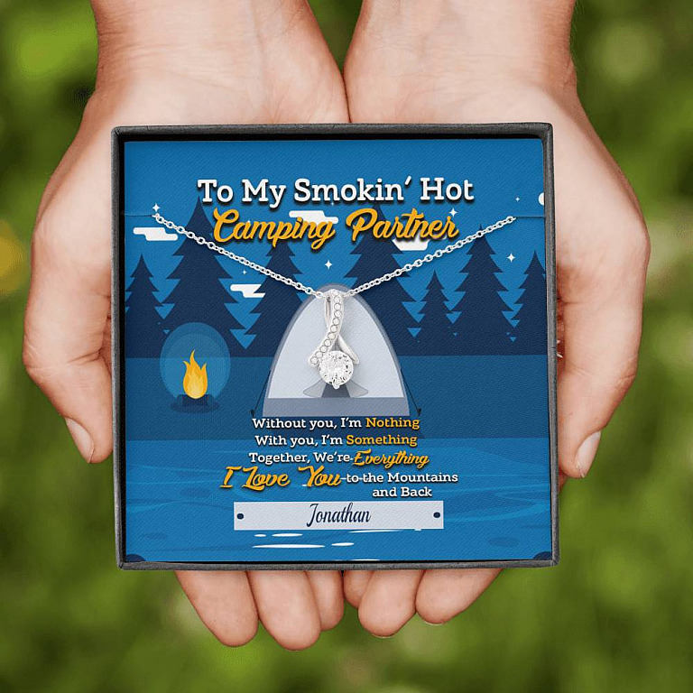 Personalized Saying To My Smokin’ Hot Camping Partner Buddies Couple Whisper Custom Alluring Beauty Necklace