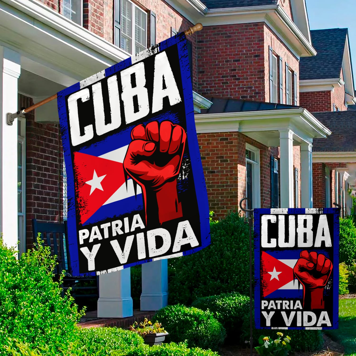 5KNG uu tien. Patria y Vida 30x40 Garden & House Mockup 2