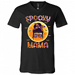 Spooky Mama Messy Tshirt, Black, V-Neck T-Shirt