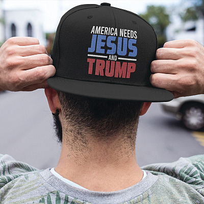 America Needs Jesus And Trump Twill Cap - High-Profile Snapback Hat - Trucker Hat