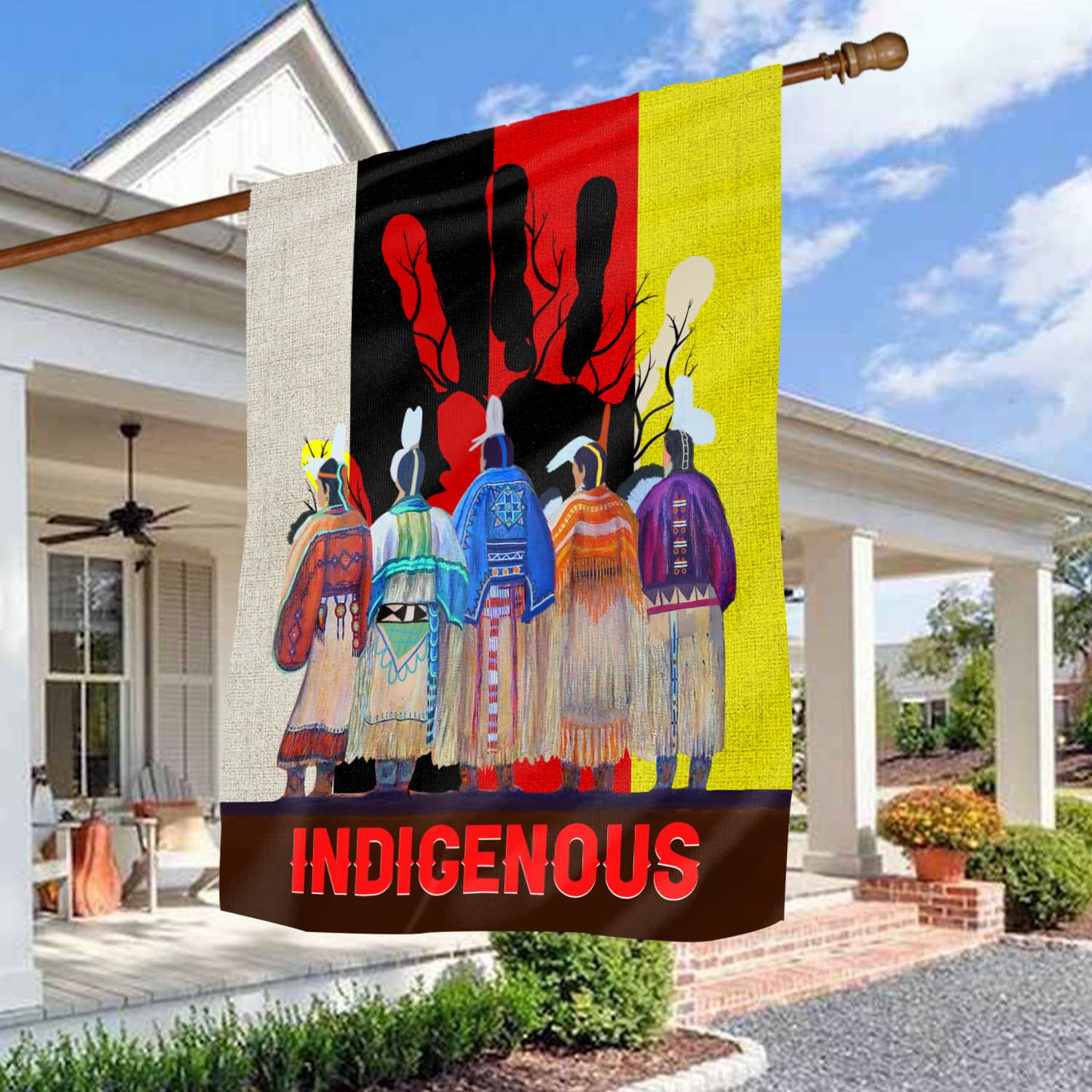 8KNG. Indigenous people 30X40 House Flag Mockup 3