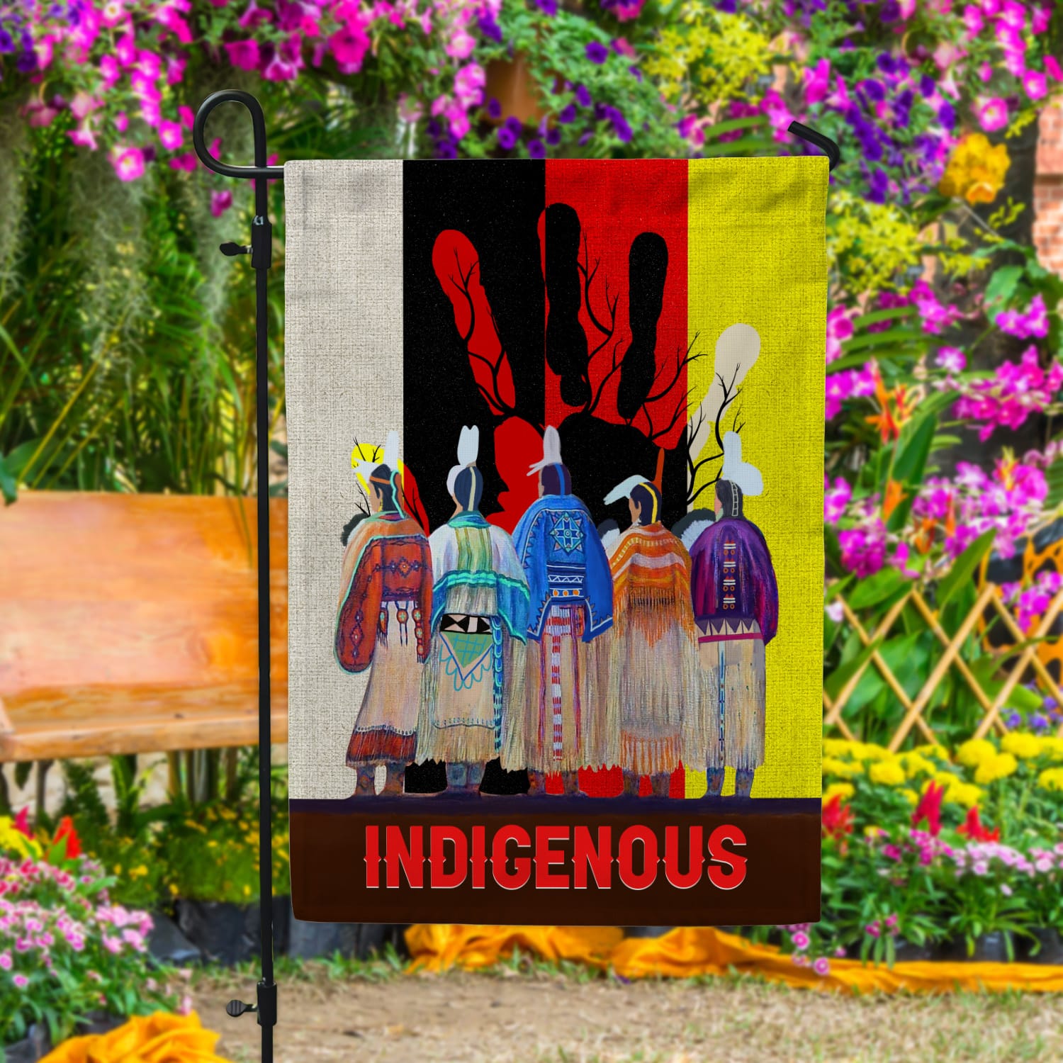 8KNG. Indigenous people 30X40 Garden Flag Mockup 4