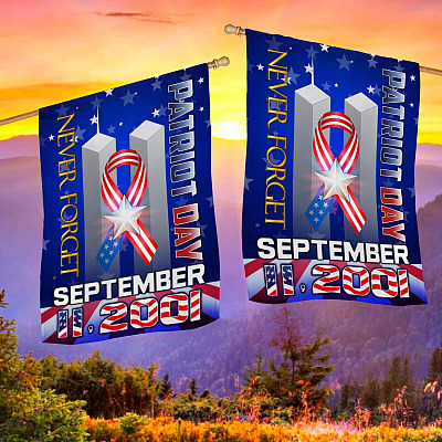 Alternative view of September 11 2001 Never Forget Garden Flag - House Flag - Wall Flag - Patriot Day Flag