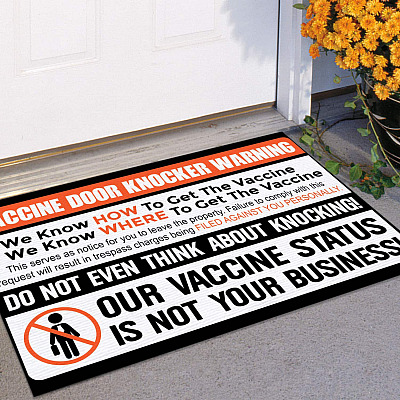 Alternative view of Vaccine Door Knocker Warning No Vaccine Soliciting Indoor Outdoor Doormat - Anti Biden Vaccination Door Mat