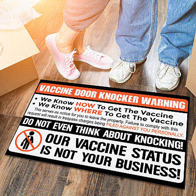 Vaccine Door Knocker Warning No Vaccine Soliciting Indoor Outdoor Doormat - Anti Biden Vaccination Door Mat