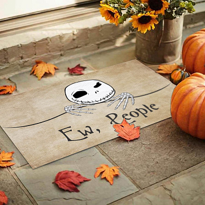 Alternative view of Ew People Nightmare Halloween Indoor Outdoor Doormat - Jack Skellington Doormat