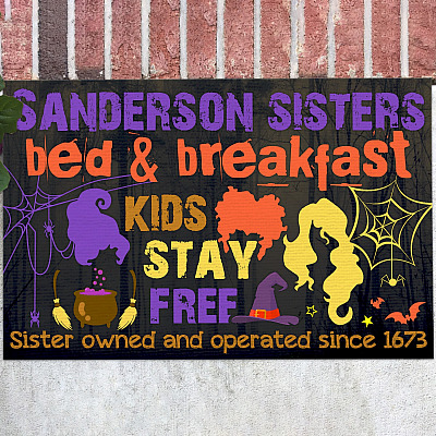 Sanderson Sisters Bed And Breakfast Kids Stay Free House Doormat - Outdoor Indoor Doormat