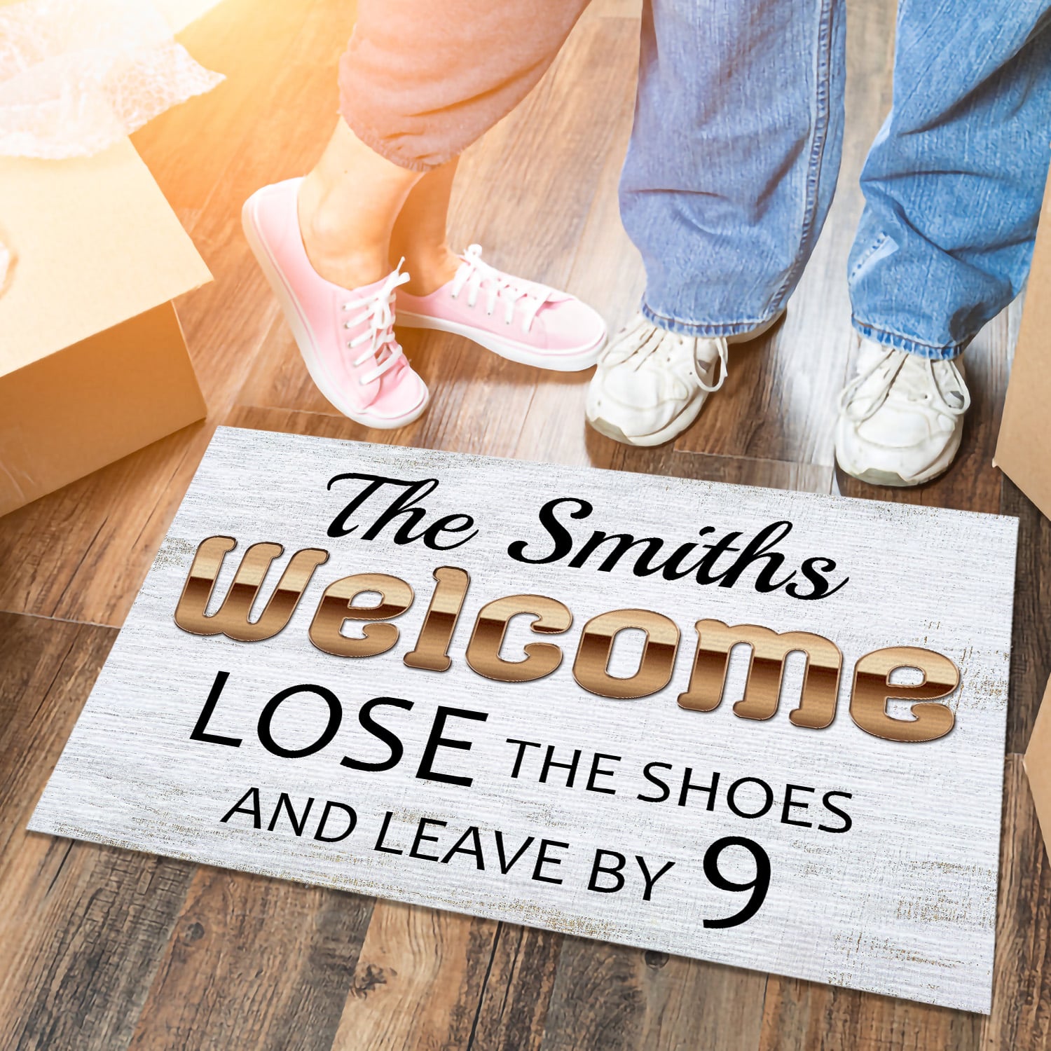 9MH. Leave By 9 sample design Doormat mockup 6