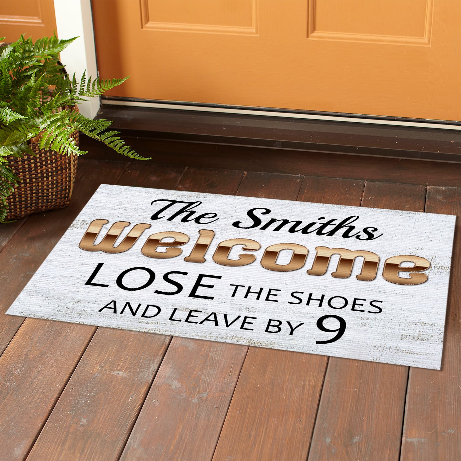9MH. Leave By 9 sample design Doormat mockup 1