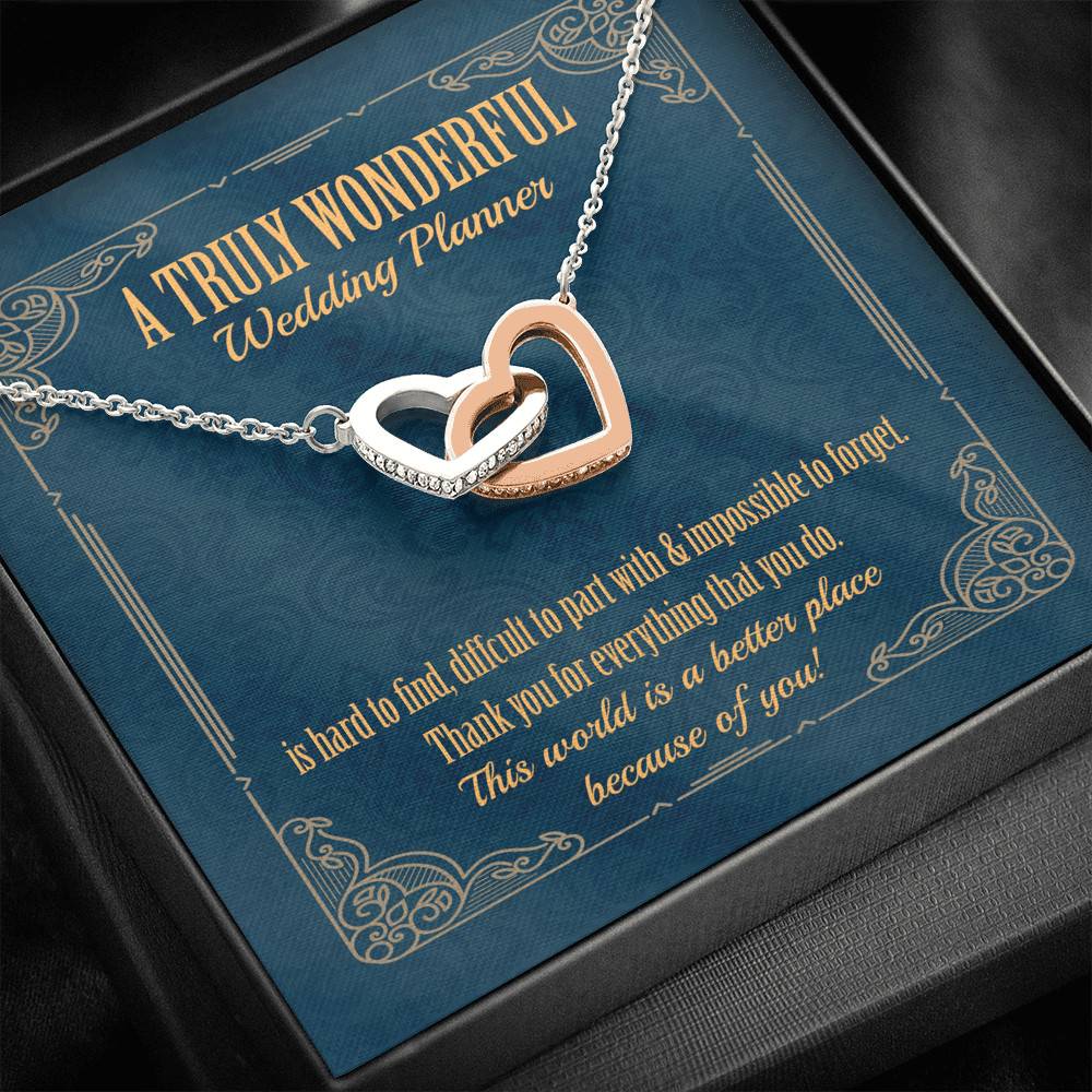 A Wonderful Wedding Planner Is Hard To Find Interlocking Hearts Pendant Necklace - Wedding Coordinator Gifts A Wonderful Wedding Planner Is Hard To Find Interlocking Hearts Pendant Necklace - Wedding Coordinator Gifts
