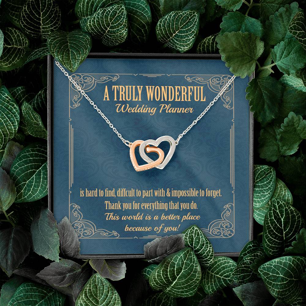A Wonderful Wedding Planner Is Hard To Find Interlocking Hearts Pendant Necklace - Wedding Coordinator Gifts A Wonderful Wedding Planner Is Hard To Find Interlocking Hearts Pendant Necklace - Wedding Coordinator Gifts
