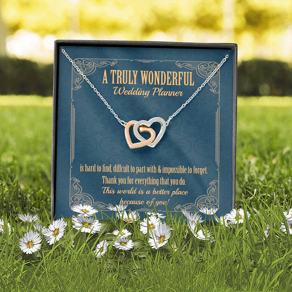 A Wonderful Wedding Planner Is Hard To Find Interlocking Hearts Pendant Necklace - Wedding Coordinator Gifts A Wonderful Wedding Planner Is Hard To Find Interlocking Hearts Pendant Necklace - Wedding Coordinator Gifts