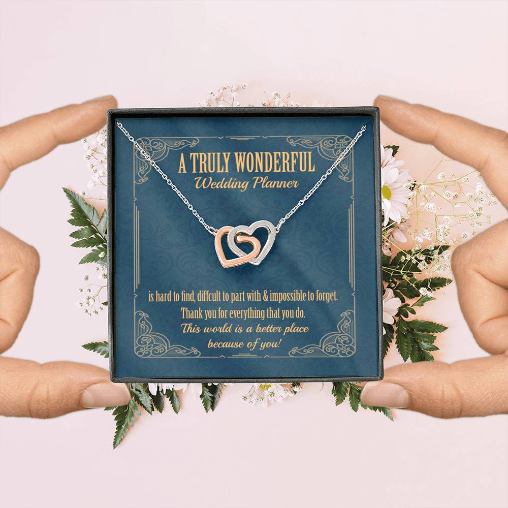 A Wonderful Wedding Planner Is Hard To Find Interlocking Hearts Pendant Necklace - Wedding Coordinator Gifts A Wonderful Wedding Planner Is Hard To Find Interlocking Hearts Pendant Necklace - Wedding Coordinator Gifts