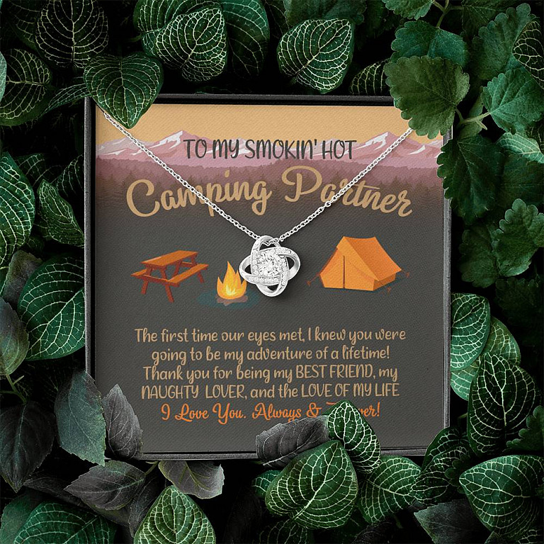 To My Smoking Hot Camping Partner Love Knot Pendant Necklaces - Funny Camping Partner Gift