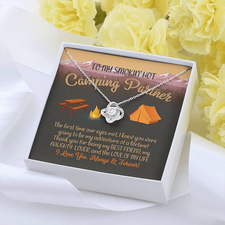 To My Smoking Hot Camping Partner Love Knot Pendant Necklaces - Funny Camping Partner Gift