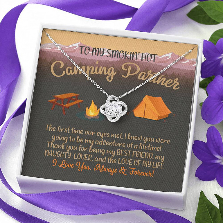 To My Smoking Hot Camping Partner Love Knot Pendant Necklaces - Funny Camping Partner Gift