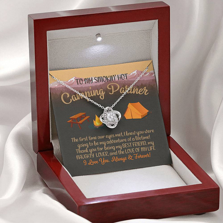 To My Smoking Hot Camping Partner Love Knot Pendant Necklaces - Funny Camping Partner Gift