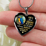 Personalized Parrot Photo Like A Bird Singing In The Rain Heart Pendant Necklace - Memorial Pet Custom Photo Gift
