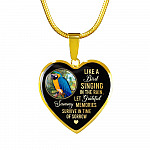 Personalized Parrot Photo Like A Bird Singing In The Rain Heart Pendant Necklace - Memorial Pet Custom Photo Gift