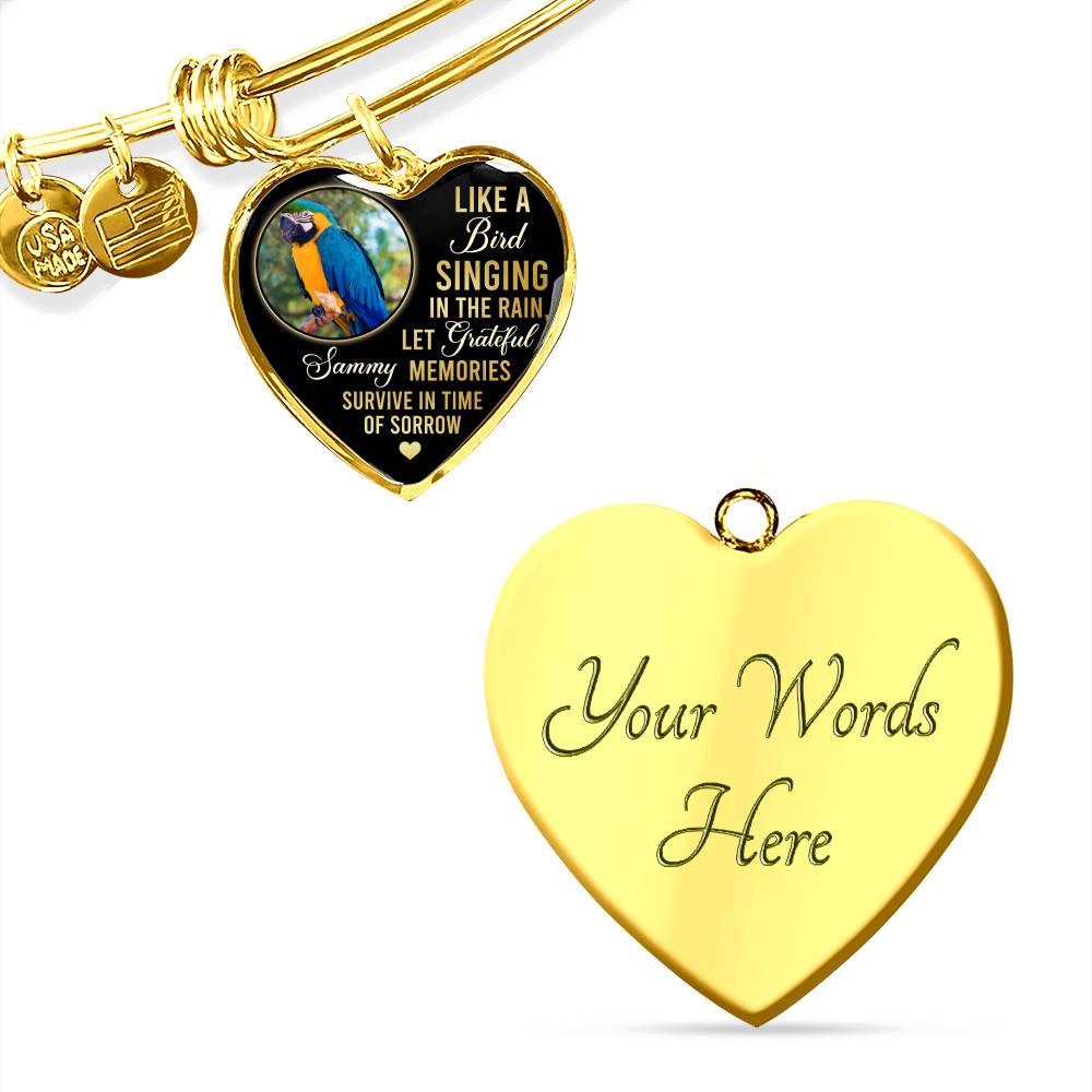 Personalized Parrot Photo Like A Bird Singing In The Rain Heart Pendant Necklace - Memorial Pet Custom Photo Gift Personalized Parrot Photo Like A Bird Singing In The Rain Heart Pendant Necklace - Memorial Pet Custom Photo Gift
