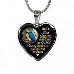 Personalized Parrot Photo Like A Bird Singing In The Rain Heart Pendant Necklace - Memorial Pet Custom Photo Gift
