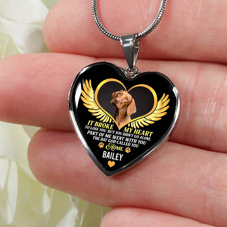 Personalized Photo It Broke Our Hearts To Lose You Heart Pendant Necklace - Memorial Pet Custom Photo Gift
