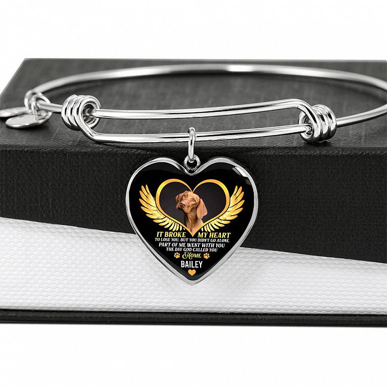 Personalized Photo It Broke Our Hearts To Lose You Heart Pendant Necklace - Memorial Pet Custom Photo Gift
