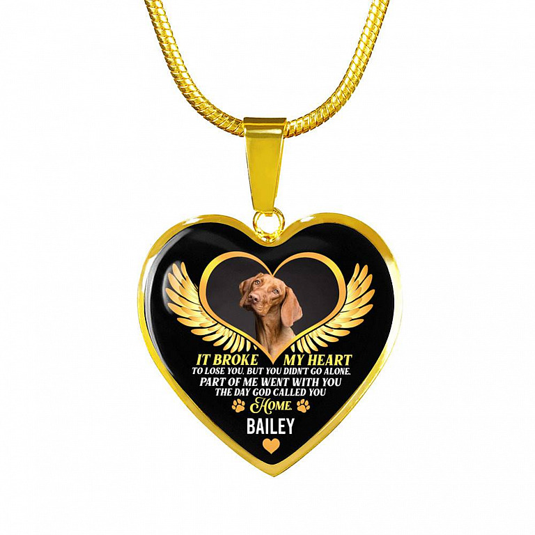 Personalized Photo It Broke Our Hearts To Lose You Heart Pendant Necklace - Memorial Pet Custom Photo Gift