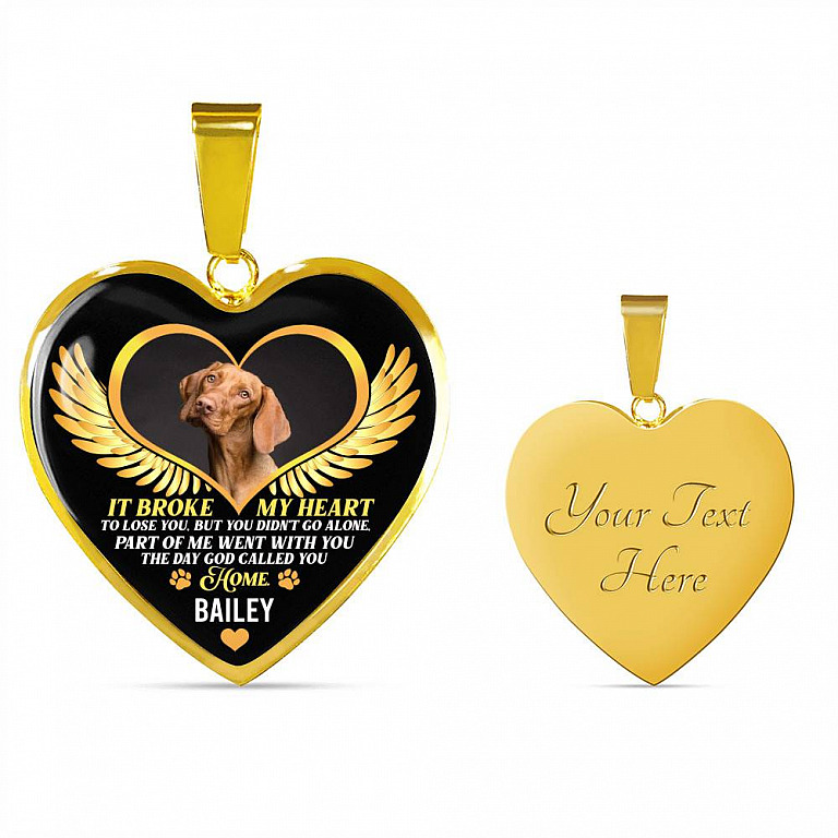 Personalized Photo It Broke Our Hearts To Lose You Heart Pendant Necklace - Memorial Pet Custom Photo Gift